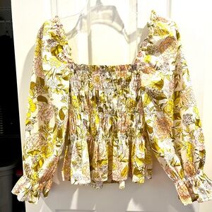 Who What Wear Smocked Peplum Blouse